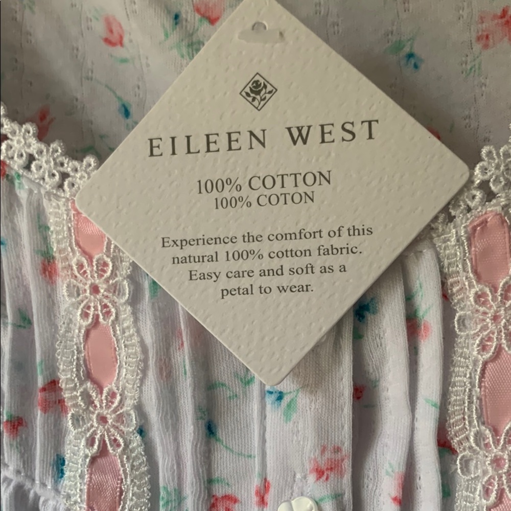 Eileen West White and Pink Sleeveless Nightgown - Picture 5 of 11